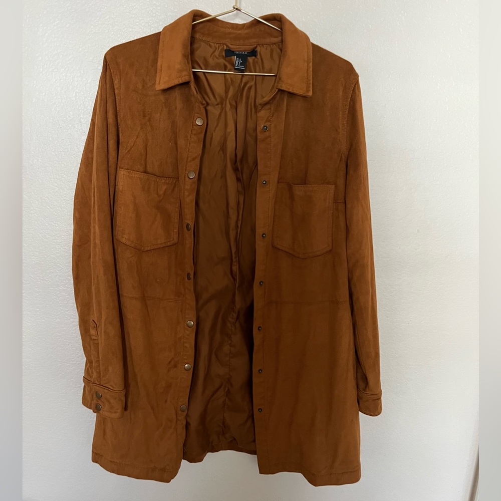 Brown suede jacket.